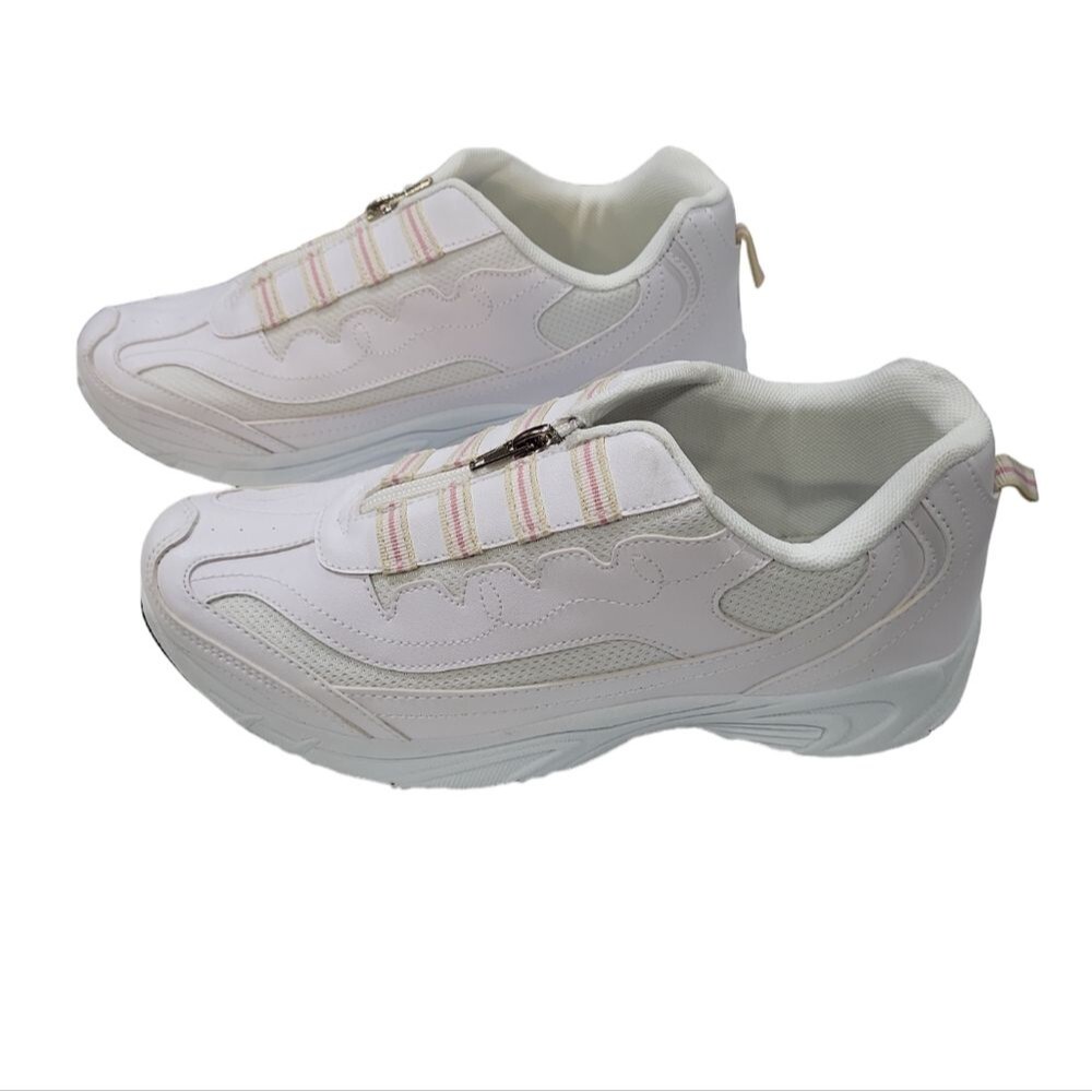 Collections Etc Sporty Zip-Front Top Sneakers with Non-Slip Soles 8